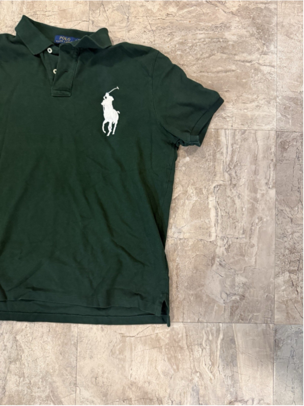 Polo Ralph Lauren Big Pony Polo Shirt Mens Large Green Custom Fit Logo